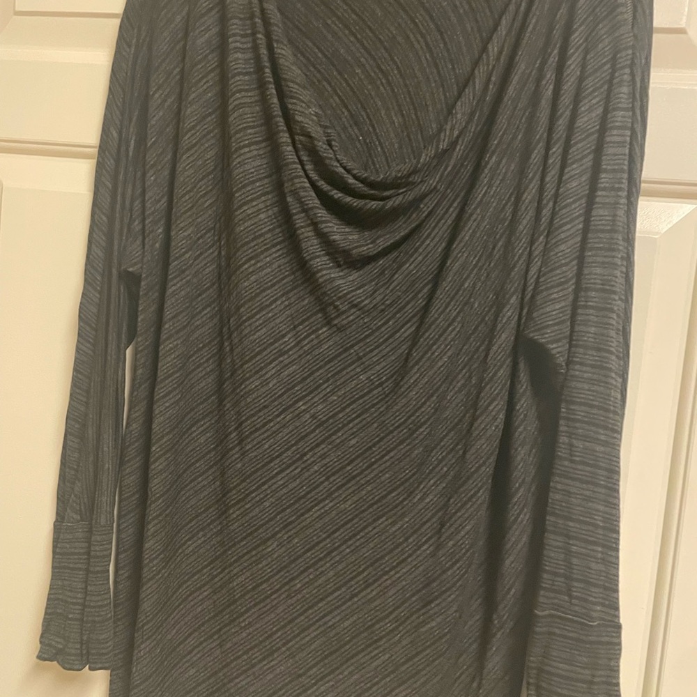 Premise Dark Gray Striped Long Sleeve Top